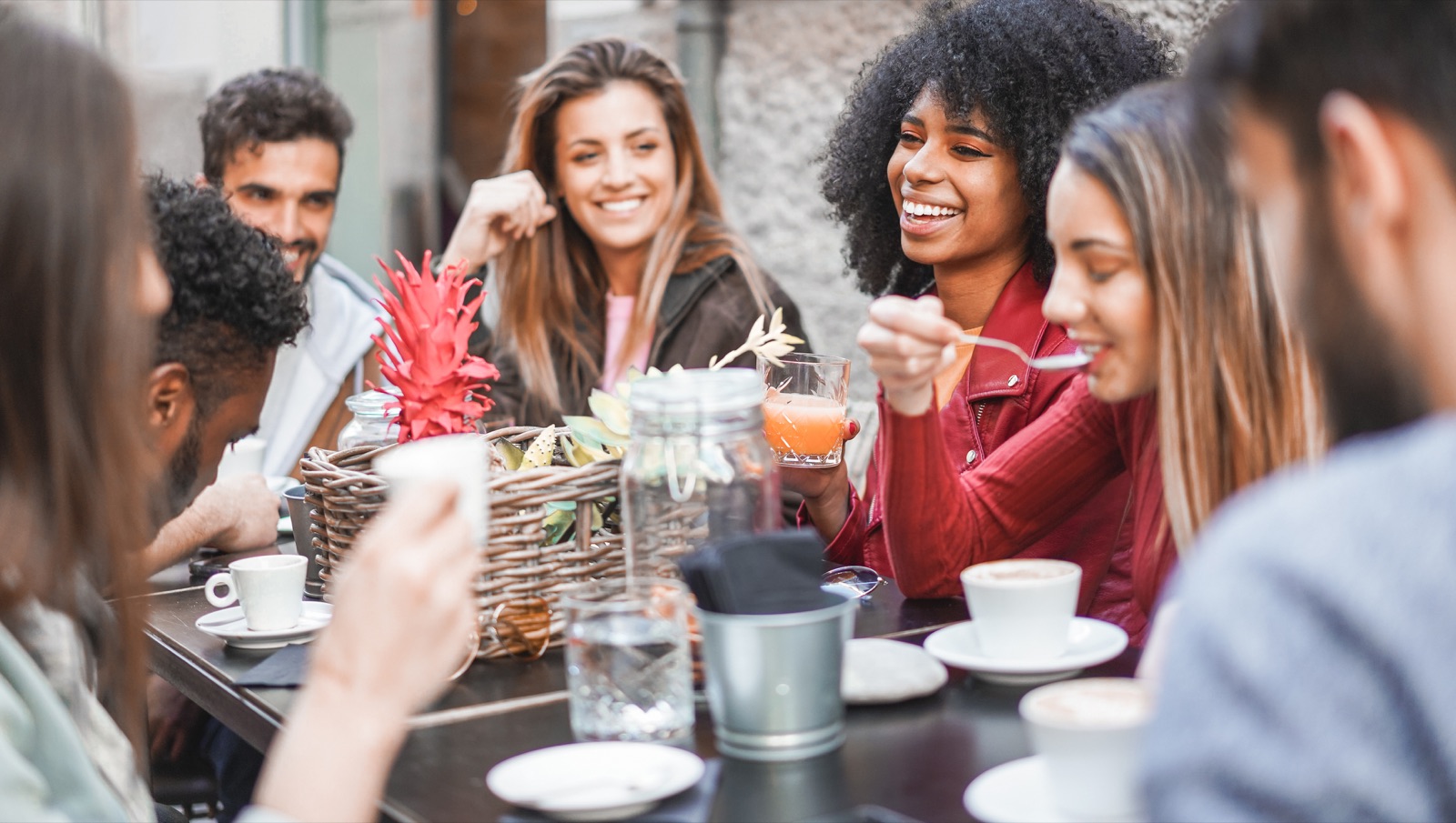 Hospitality guests enjoying time together on a terrace